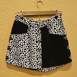 Western Rise Black and White Patterned Mini Skirt